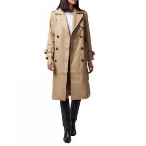 NEW FRENCH CONNECTION coco twill trench coat in autumn camel